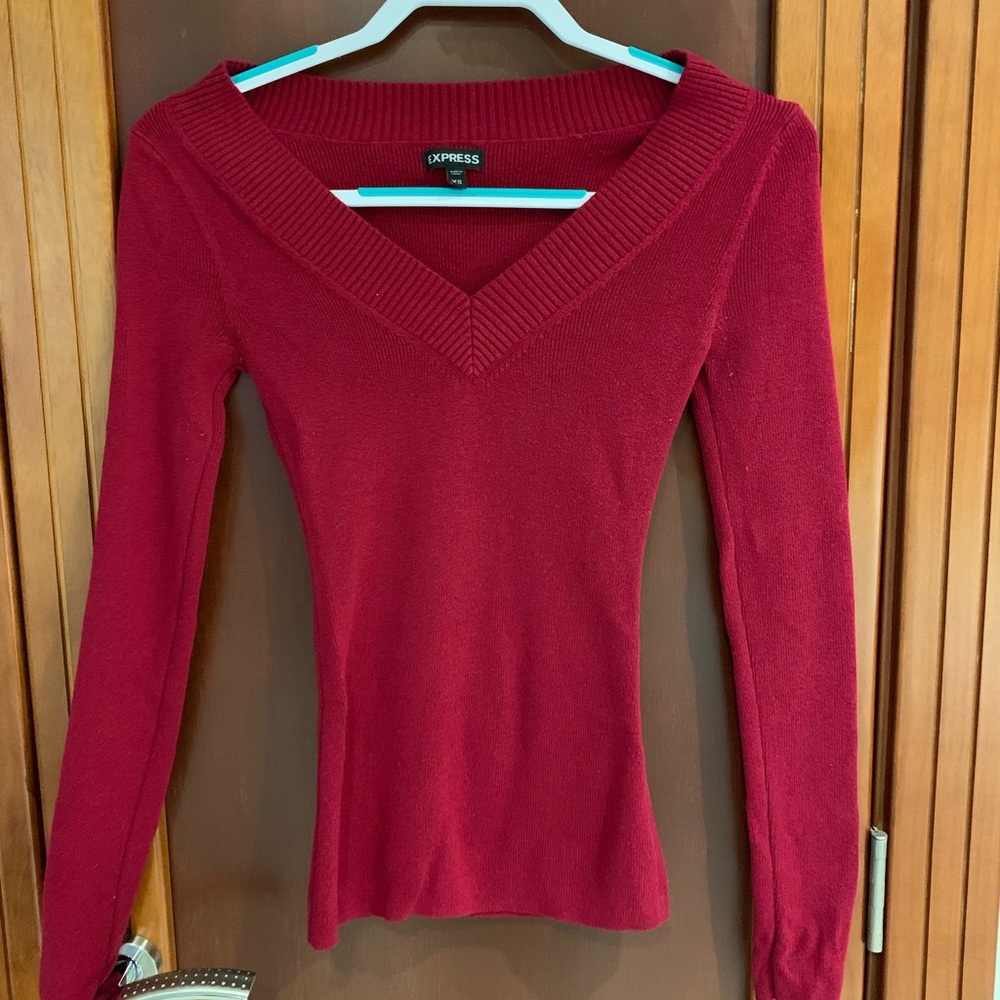 Express Red v-neck sweater
